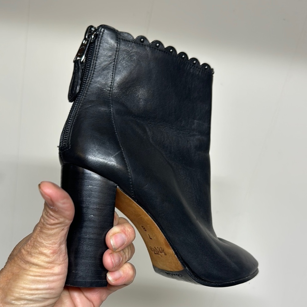 Coach Black Ankle Booties with Scalloped Trim - Picture 7 of 14